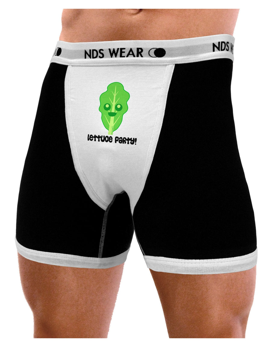 Cute Lettuce - Lettuce Party Mens Boxer Brief Underwear by TooLoud-Boxer Briefs-NDS Wear-Black-with-White-Small-NDS WEAR