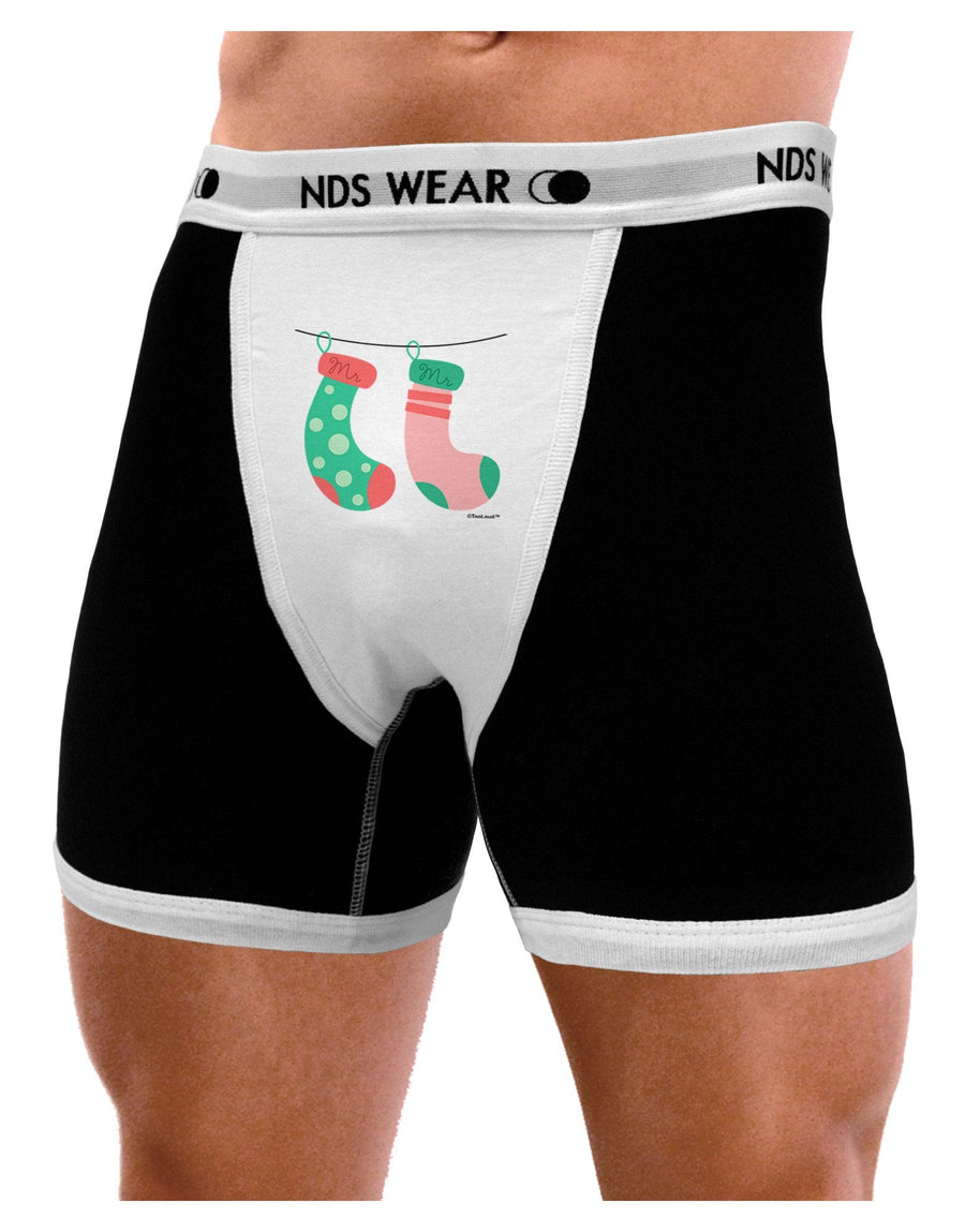 Cute Mr and Mr Christmas Couple Stockings Mens Boxer Brief Underwear by TooLoud-Boxer Briefs-NDS Wear-Black-with-White-Small-NDS WEAR