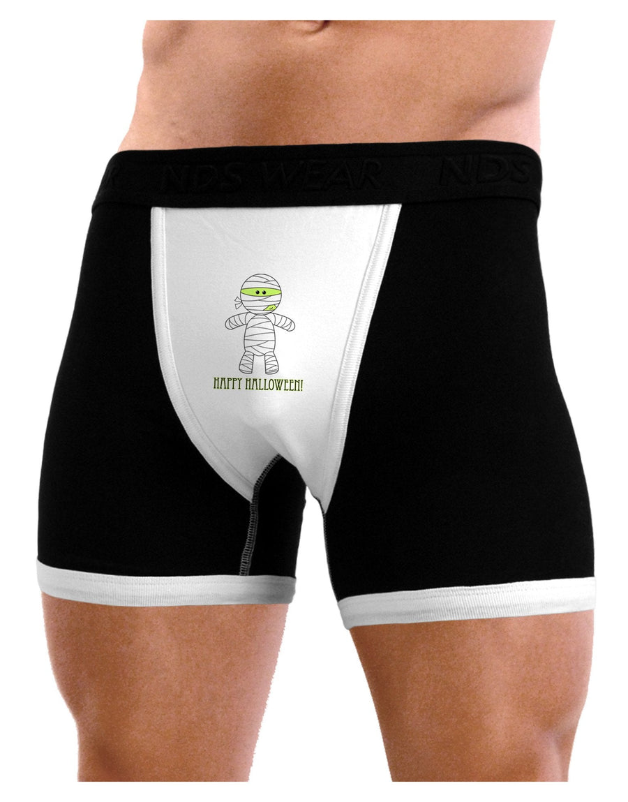 Cute Mummy Happy Halloween Mens Boxer Brief Underwear-Boxer Briefs-NDS Wear-Black-with-White-Small-NDS WEAR