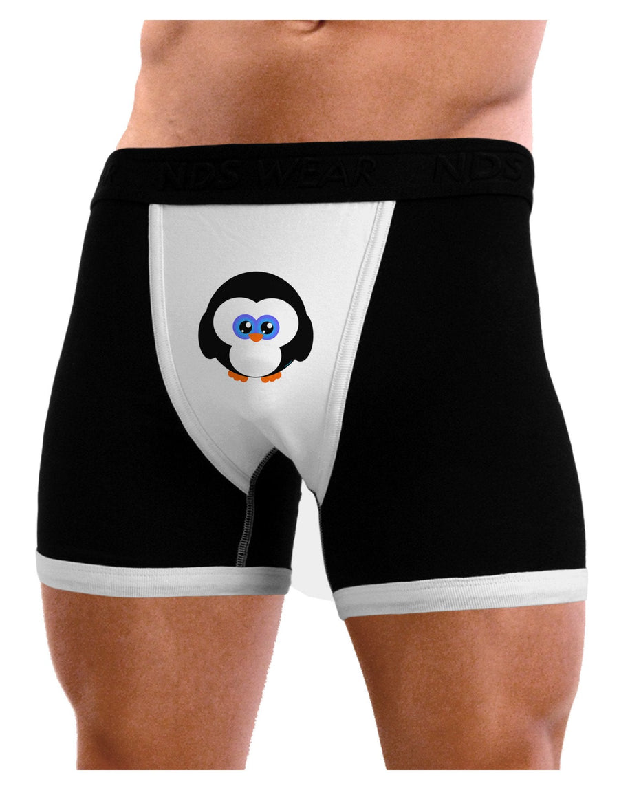 Cute Penguin Christmas Mens Boxer Brief Underwear-Boxer Briefs-NDS Wear-Black-with-White-Small-NDS WEAR