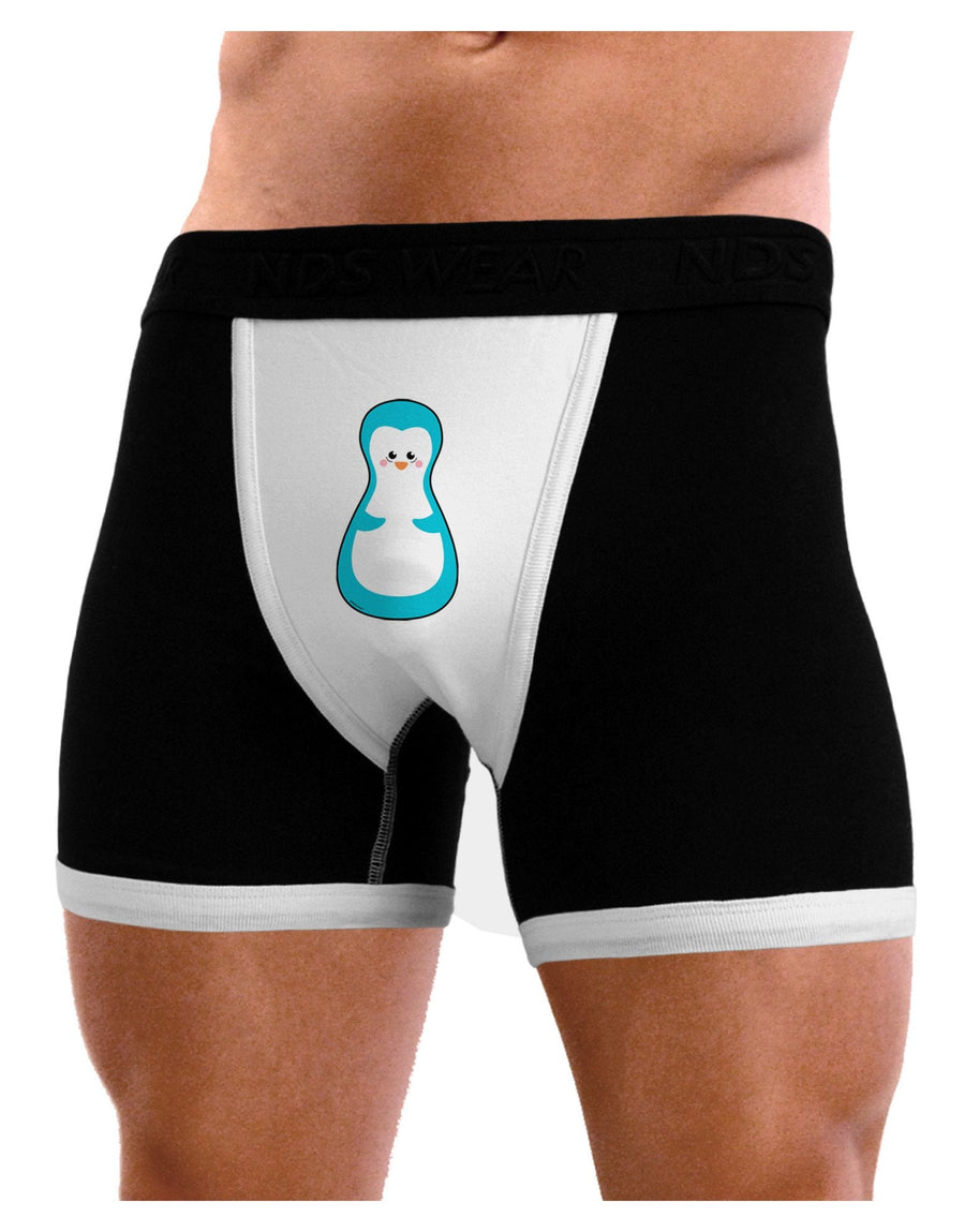 Cute Penguin Matryoshka Nesting Doll - Christmas Mens Boxer Brief Underwear-Boxer Briefs-NDS Wear-Black-with-White-Small-NDS WEAR