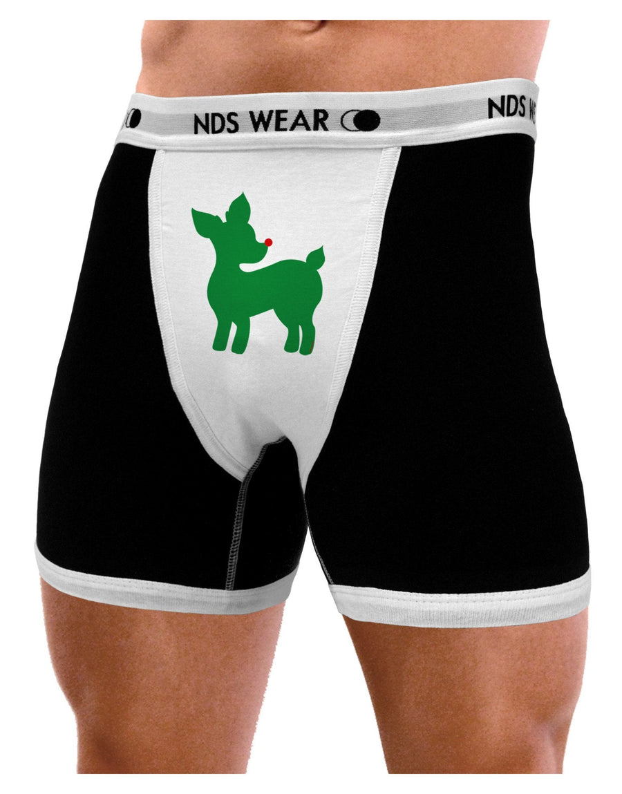 Cute Red and Green Rudolph - Christmas Mens Boxer Brief Underwear by TooLoud-Boxer Briefs-NDS Wear-Black-with-White-Small-NDS WEAR