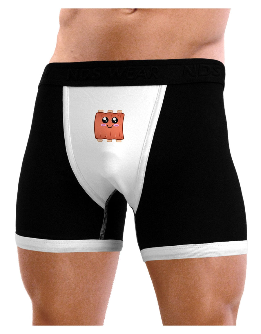 Cute Ribs Mens Boxer Brief Underwear-Boxer Briefs-NDS Wear-Black-with-White-Small-NDS WEAR