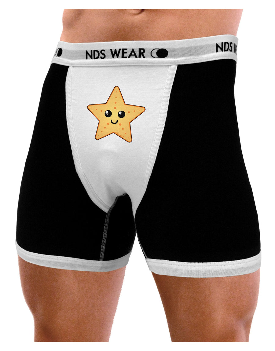 Cute Starfish Mens Boxer Brief Underwear by TooLoud-Boxer Briefs-NDS Wear-Black-with-White-Small-NDS WEAR