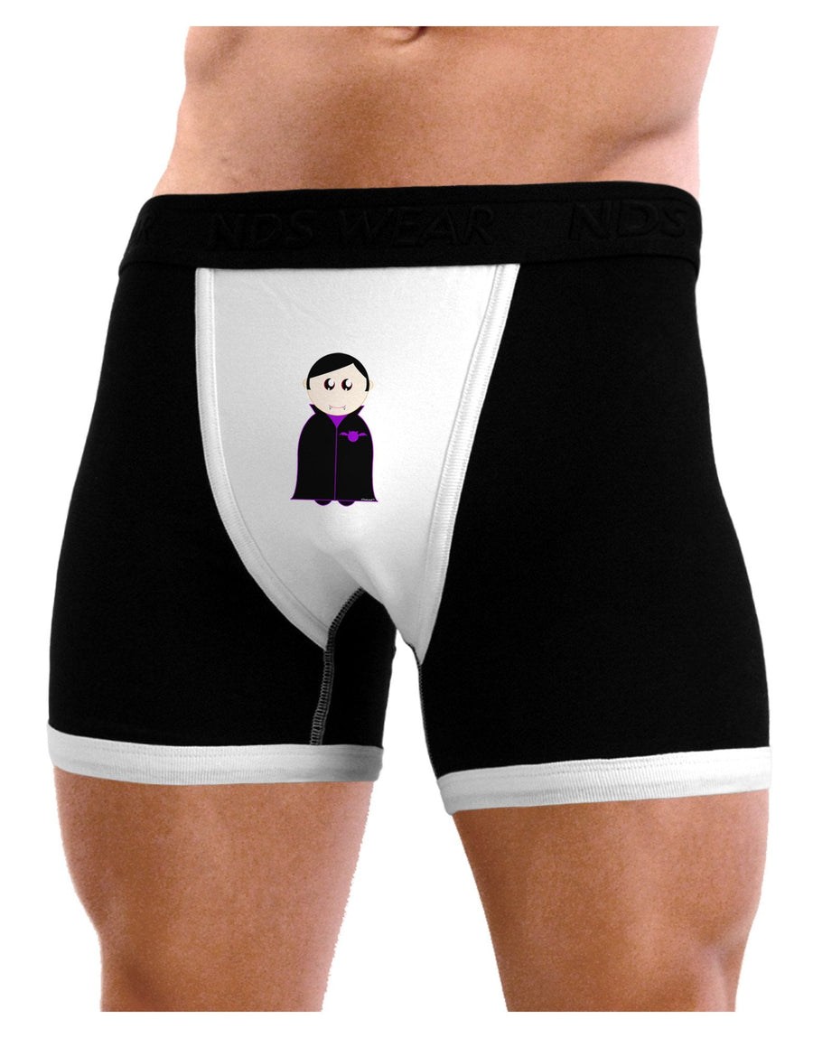 Cute Vampire Boy Halloween Mens Boxer Brief Underwear-Boxer Briefs-NDS Wear-Black-with-White-Small-NDS WEAR