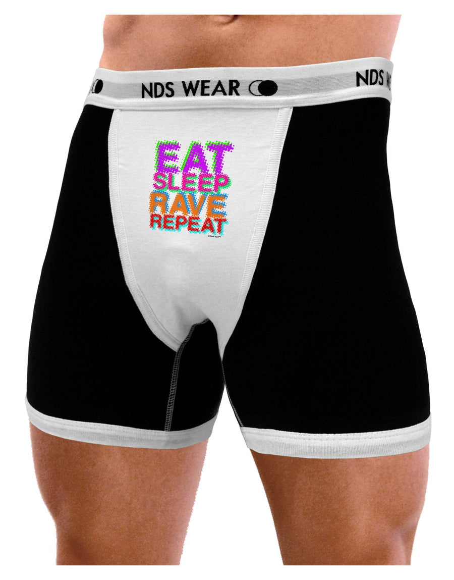 Eat Sleep Rave Repeat Color Mens Boxer Brief Underwear by TooLoud-Boxer Briefs-NDS Wear-Black-with-White-Small-NDS WEAR