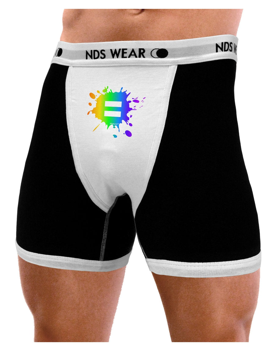 Equal Rainbow Paint Splatter Mens Boxer Brief Underwear by TooLoud-Boxer Briefs-NDS Wear-Black-with-White-Small-NDS WEAR