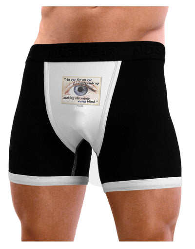 Eye For An Eye Gandhi Mens Boxer Brief Underwear by TooLoud-Boxer Briefs-NDS Wear-Black-with-White-Small-NDS WEAR