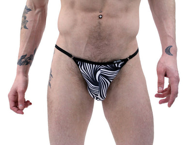 Festivo Black Zebra String Brief Underwear-Mens Briefs-NDS WEAR-Small-NDS WEAR