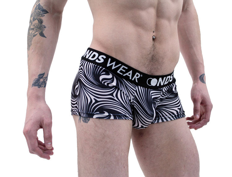 Festivo Black and White Men's Short Trunk Underwear-Mens Trunk Underwear-NDS Wear-NDS WEAR