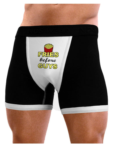Fries Before Guys Mens Boxer Brief Underwear by TooLoud-Boxer Briefs-NDS Wear-Black-with-White-Small-NDS WEAR