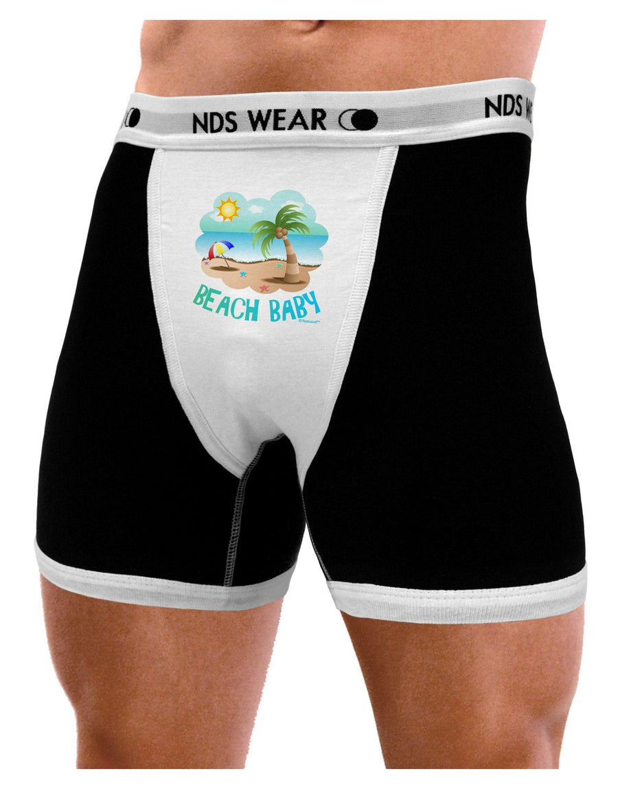 Fun Summer Beach Scene - Beach Baby Mens Boxer Brief Underwear by TooLoud-Boxer Briefs-NDS Wear-Black-with-White-Small-NDS WEAR