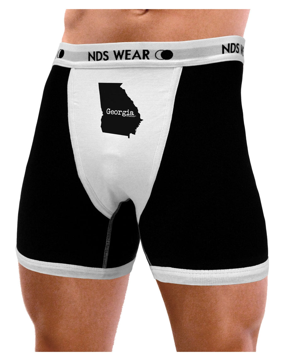 Georgia - United States Shape Mens Boxer Brief Underwear by TooLoud-Boxer Briefs-NDS Wear-Black-with-White-Small-NDS WEAR