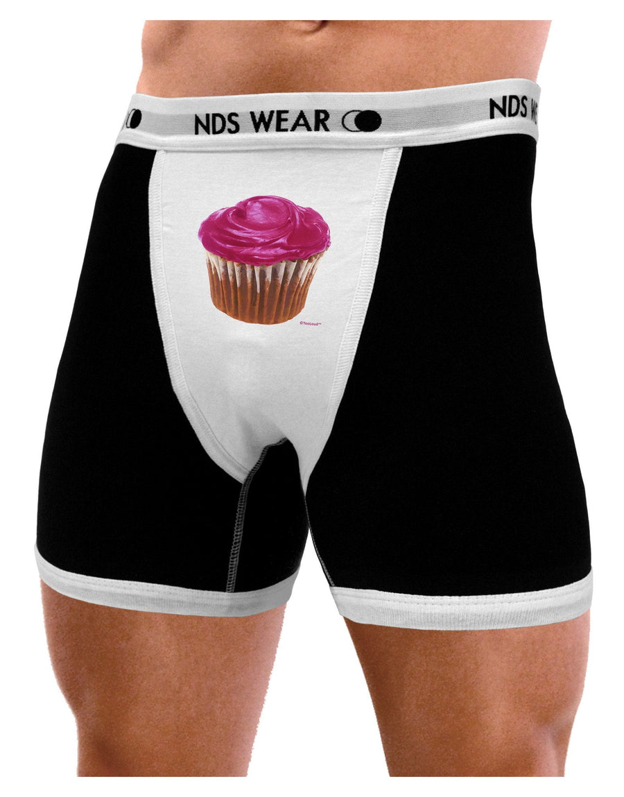 Giant Bright Pink Cupcake Mens Boxer Brief Underwear by TooLoud-Boxer Briefs-TooLoud-Black-with-White-Small-NDS WEAR