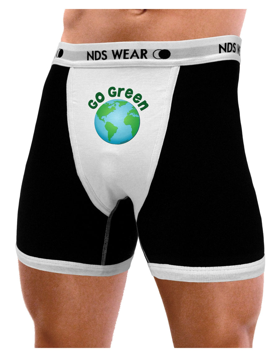 Go Green - Planet Earth Mens Boxer Brief Underwear-Boxer Briefs-NDS Wear-Black-with-White-Small-NDS WEAR