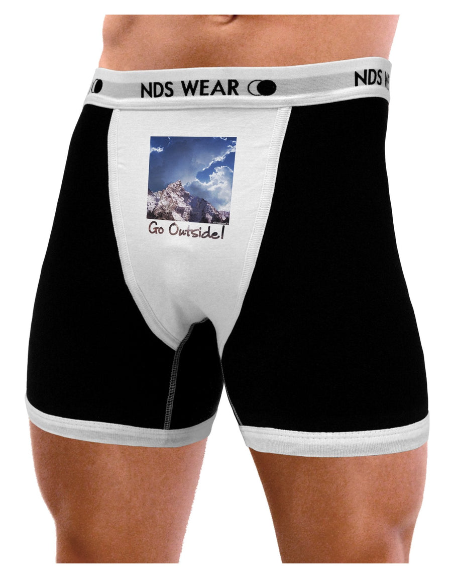 Go Outside Mountain Mens Boxer Brief Underwear by TooLoud-Boxer Briefs-NDS Wear-Black-with-White-Small-NDS WEAR