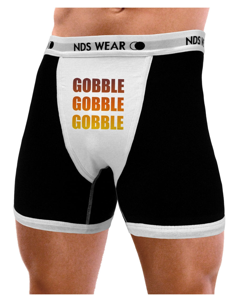 Gobble Gobble Gobble - Thanksgiving Mens Boxer Brief Underwear-Boxer Briefs-NDS Wear-Black-with-White-Small-NDS WEAR