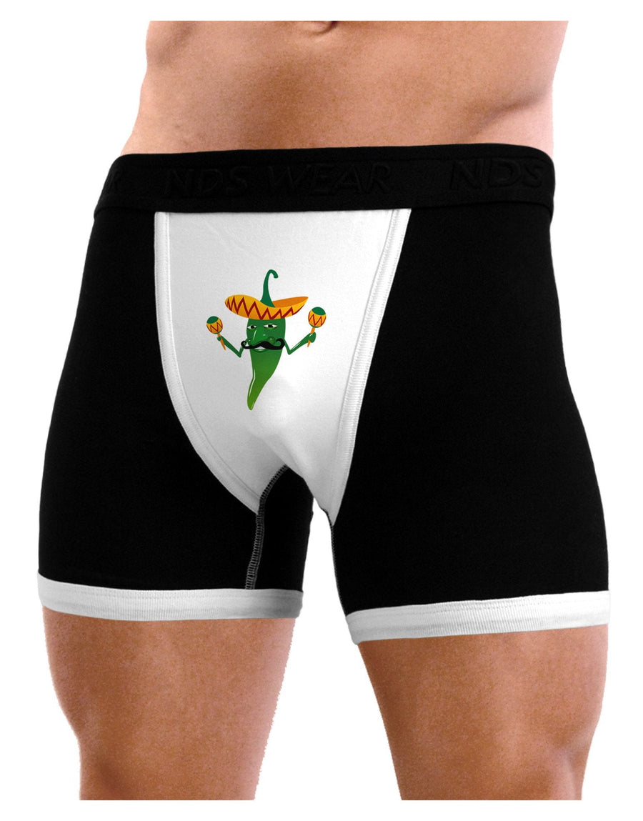 Green Hot Mexican Chili Pepper Mens Boxer Brief Underwear-Boxer Briefs-NDS Wear-Black-with-White-Small-NDS WEAR