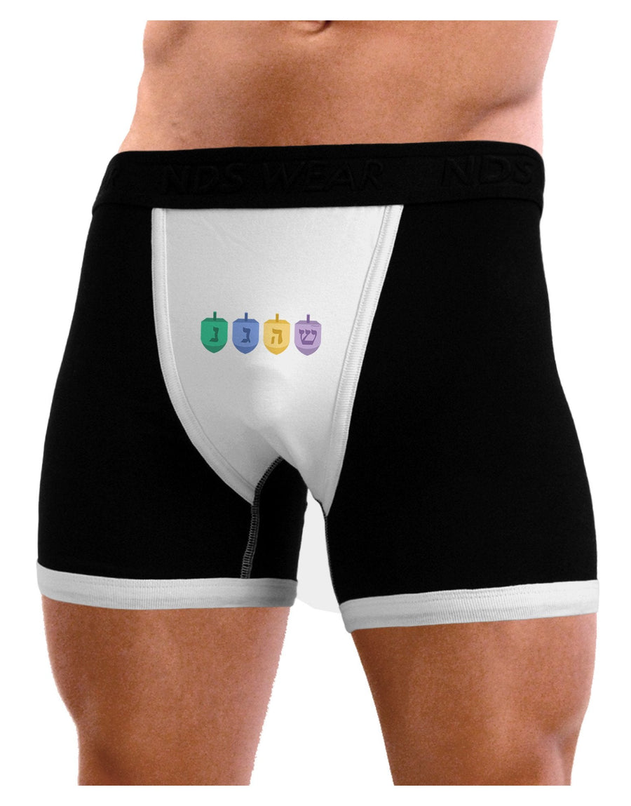 Hanukkah Dreidels Mens Boxer Brief Underwear-Boxer Briefs-NDS Wear-Black-with-White-Small-NDS WEAR