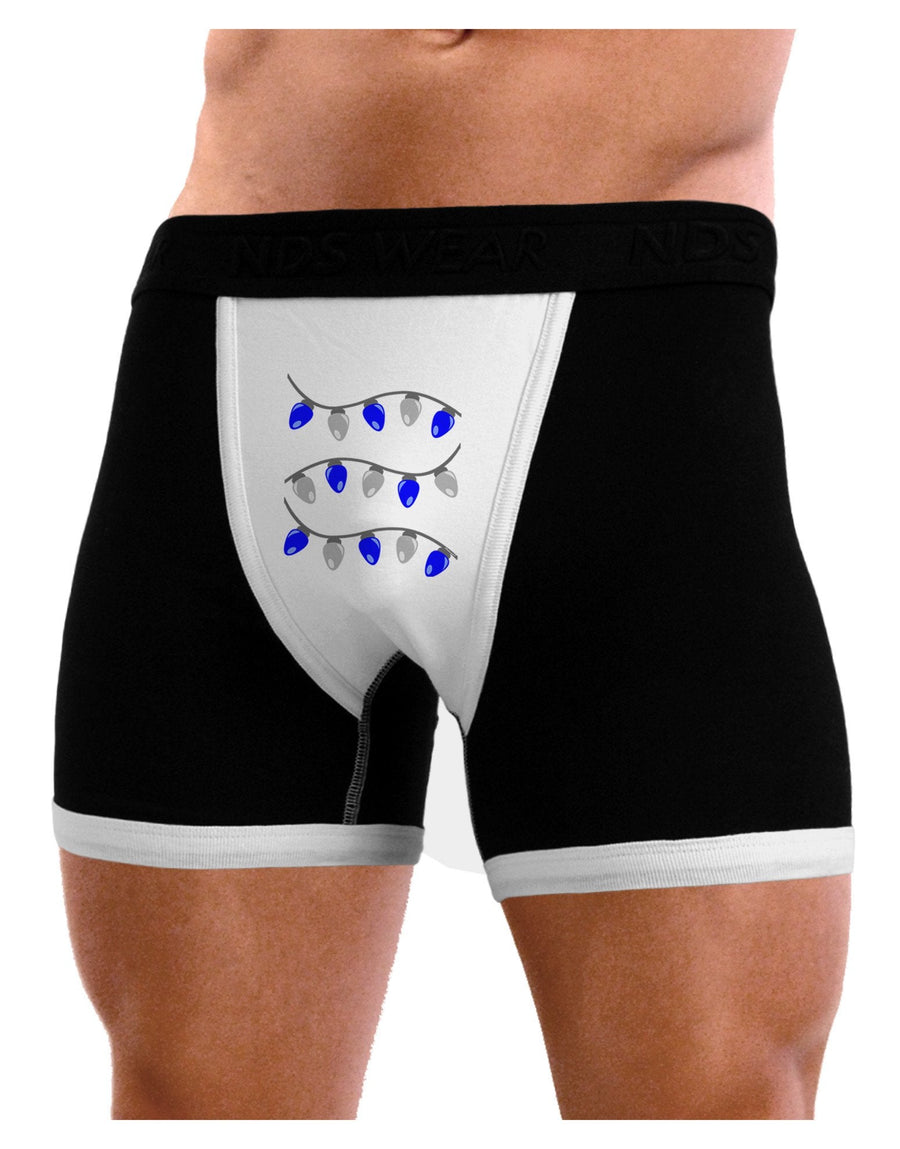 Hanukkah Lights Blue and Silver Mens Boxer Brief Underwear-Boxer Briefs-NDS Wear-Black-with-White-Small-NDS WEAR