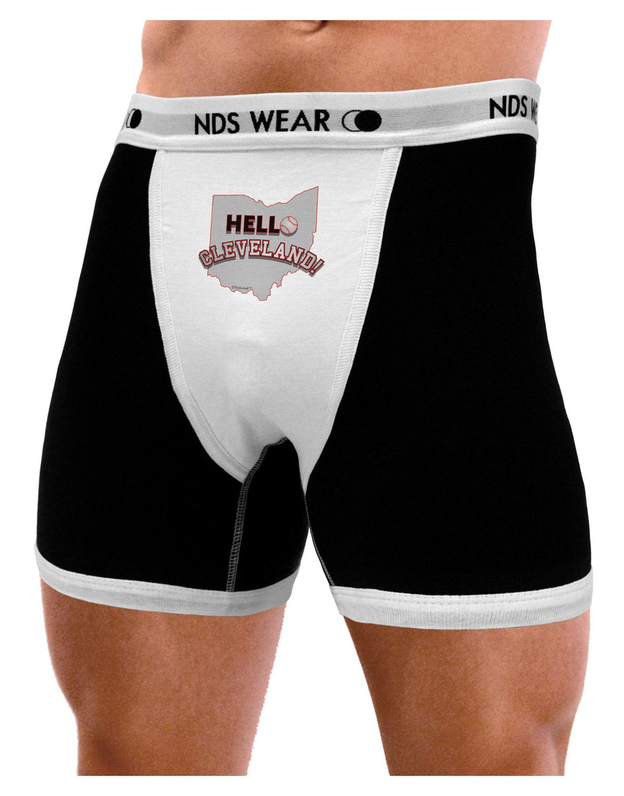 Hello Cleveland Mens Boxer Brief Underwear-Boxer Briefs-NDS Wear-Black-with-White-Small-NDS WEAR