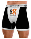 Hope for a Cure - Orange Ribbon Leukemia - Flowers Mens Boxer Brief Underwear-Boxer Briefs-NDS Wear-Black-with-White-Small-NDS WEAR