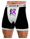 Hope for a Cure - Purple Ribbon Alzheimers Disease - Flowers Mens Boxer Brief Underwear-Boxer Briefs-NDS Wear-Black-with-White-Small-NDS WEAR