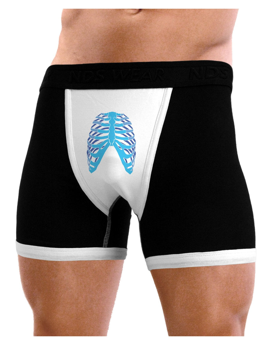 Human Blue Skeleton Bones Ribcage Mens Boxer Brief Underwear-Boxer Briefs-NDS Wear-Black-with-White-Small-NDS WEAR