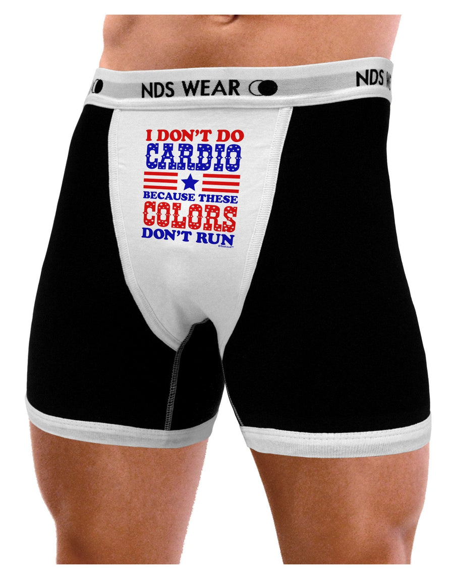 I Don't Do Cardio Because These Colors Don't Run Mens Boxer Brief Underwear-Boxer Briefs-NDS Wear-Black-with-White-Small-NDS WEAR