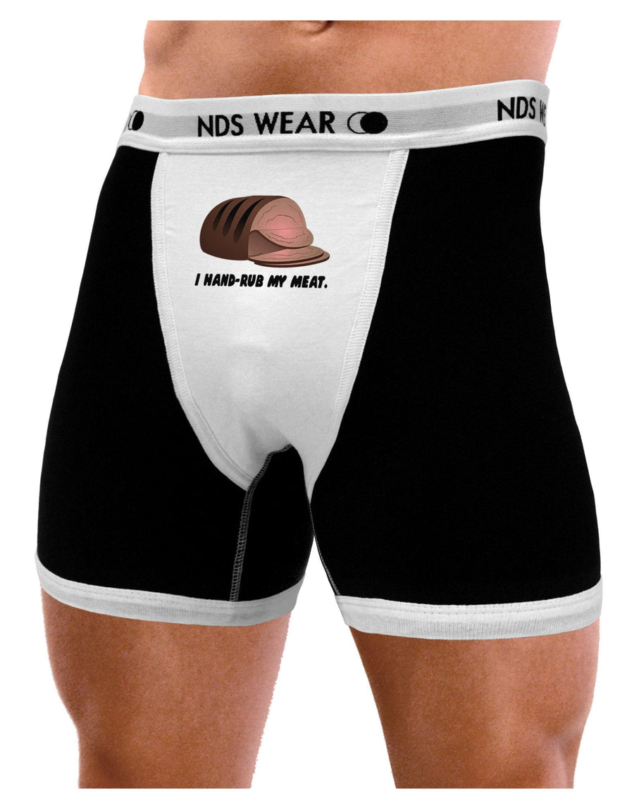 I Hand-Rub My Meat - Roast Beef Mens Boxer Brief Underwear-Boxer Briefs-NDS Wear-Black-with-White-Small-NDS WEAR