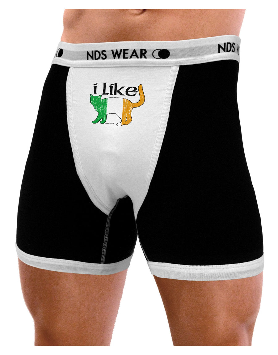 I Like Irish Cat Silhouette Mens Boxer Brief Underwear by TooLoud-Boxer Briefs-NDS Wear-Black-with-White-Small-NDS WEAR