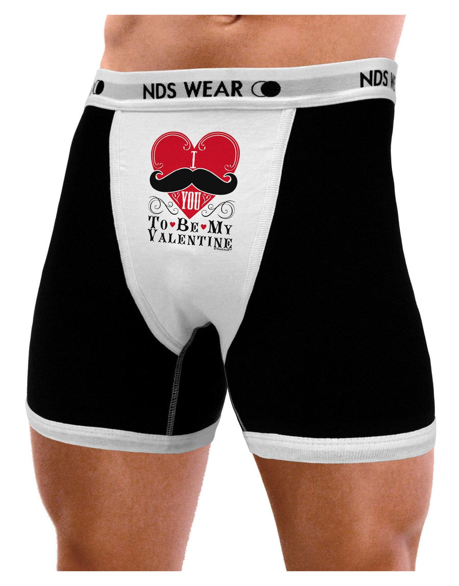 I Mustache You To Be My Valentine Mens Boxer Brief Underwear-Boxer Briefs-NDS Wear-Black-with-White-Small-NDS WEAR