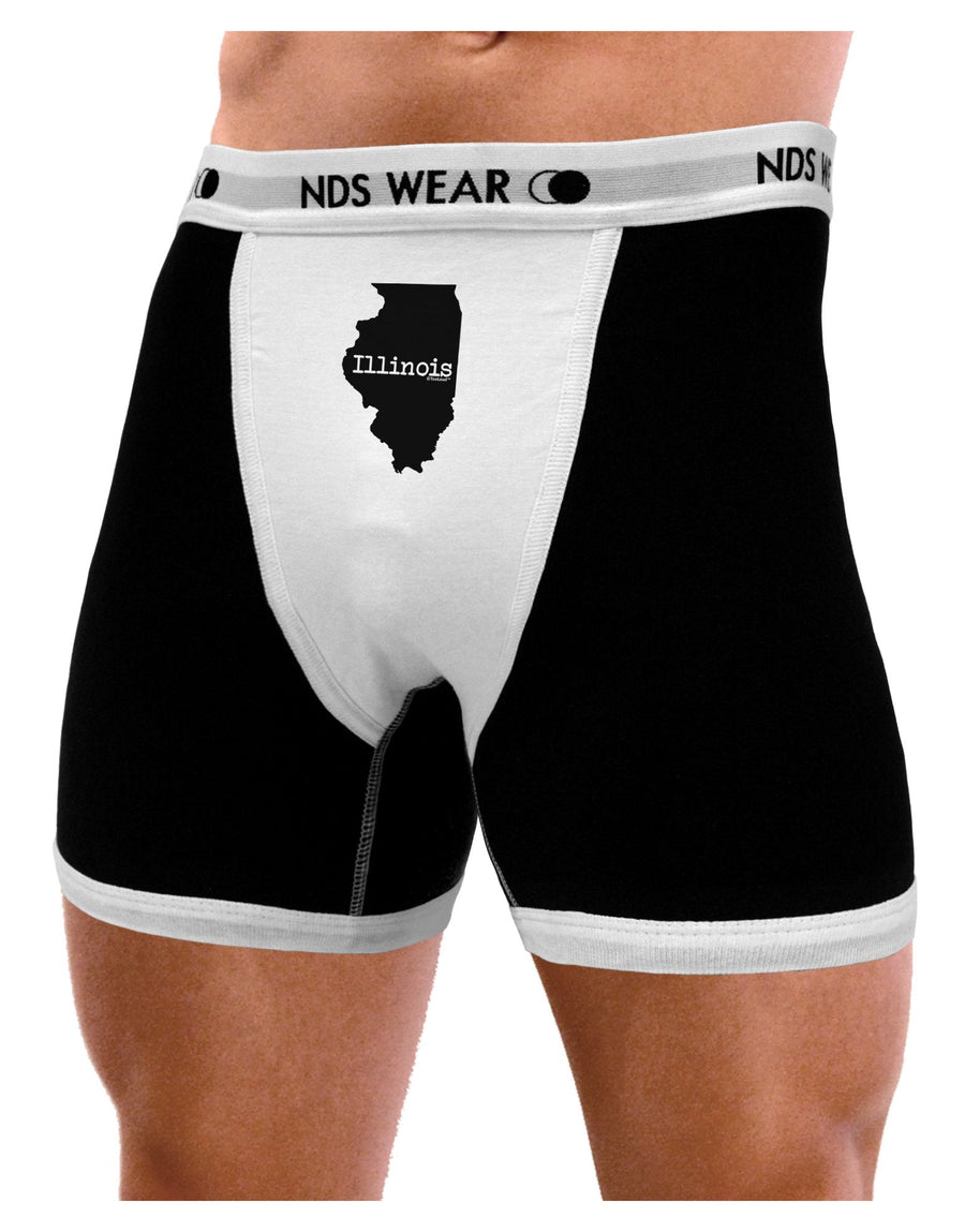 Illinois - United States Shape Mens Boxer Brief Underwear by TooLoud-Boxer Briefs-NDS Wear-Black-with-White-Small-NDS WEAR