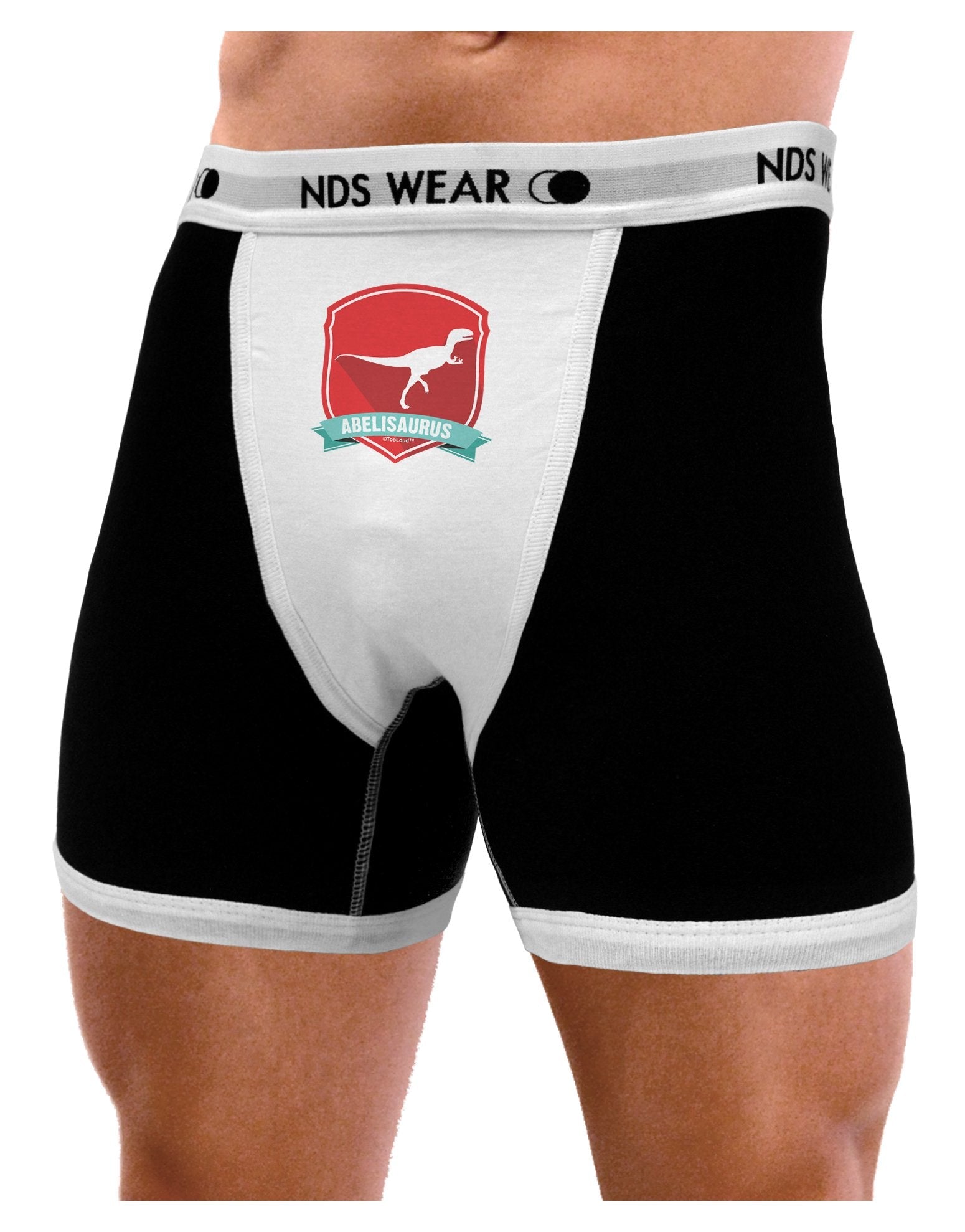 Jurassic Abelisaurus Dinosaur Design Mens Boxer Brief Underwear by TooLoud-Boxer Briefs-NDS Wear-Black-with-White-Small-NDS WEAR