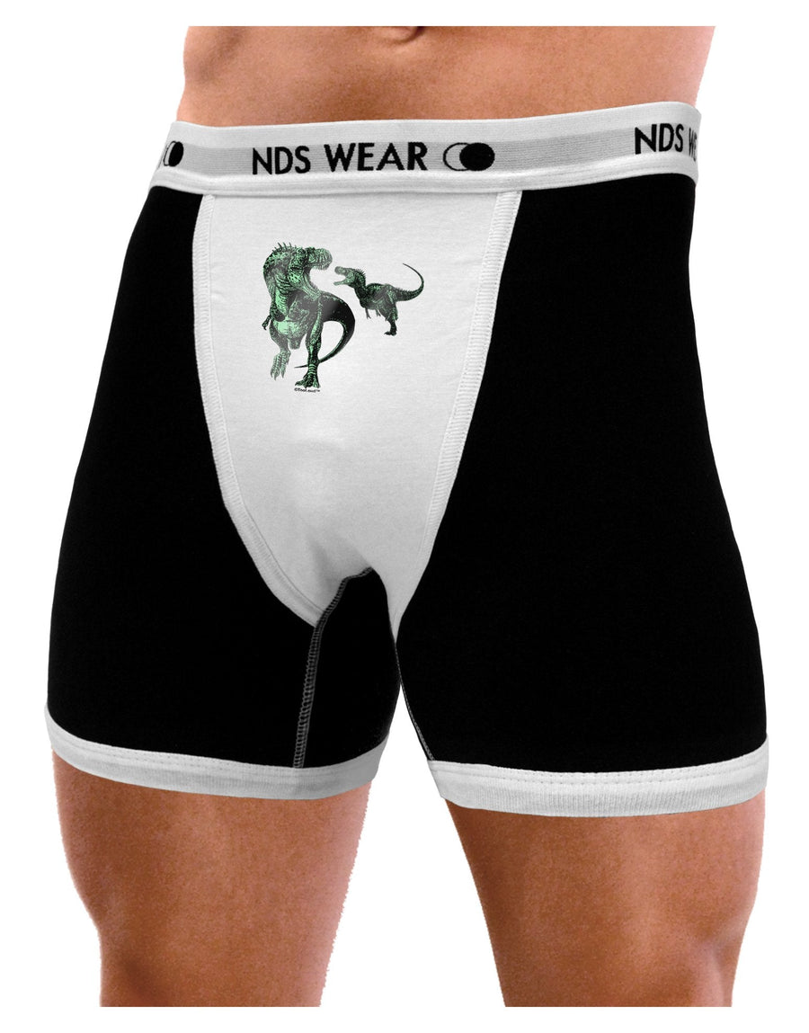 Jurassic Dinosaur Metallic - Silver Mens Boxer Brief Underwear by TooLoud-Boxer Briefs-NDS Wear-Black-with-White-Small-NDS WEAR