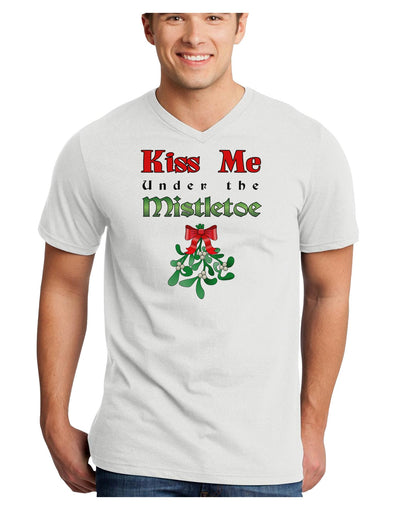 Kiss Me Under the Mistletoe Christmas Adult V-Neck T-shirt-Mens V-Neck-TooLoud-White-Small-NDS WEAR
