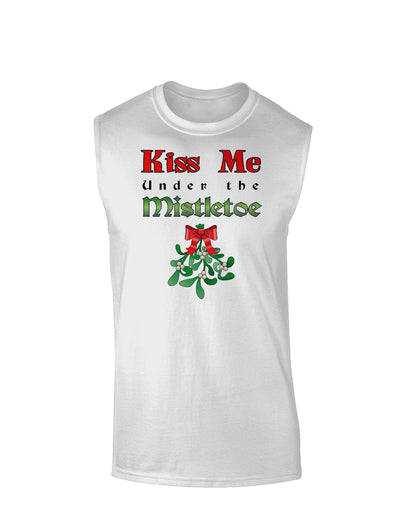 Kiss Me Under the Mistletoe Christmas Muscle Shirt-TooLoud-White-Small-NDS WEAR