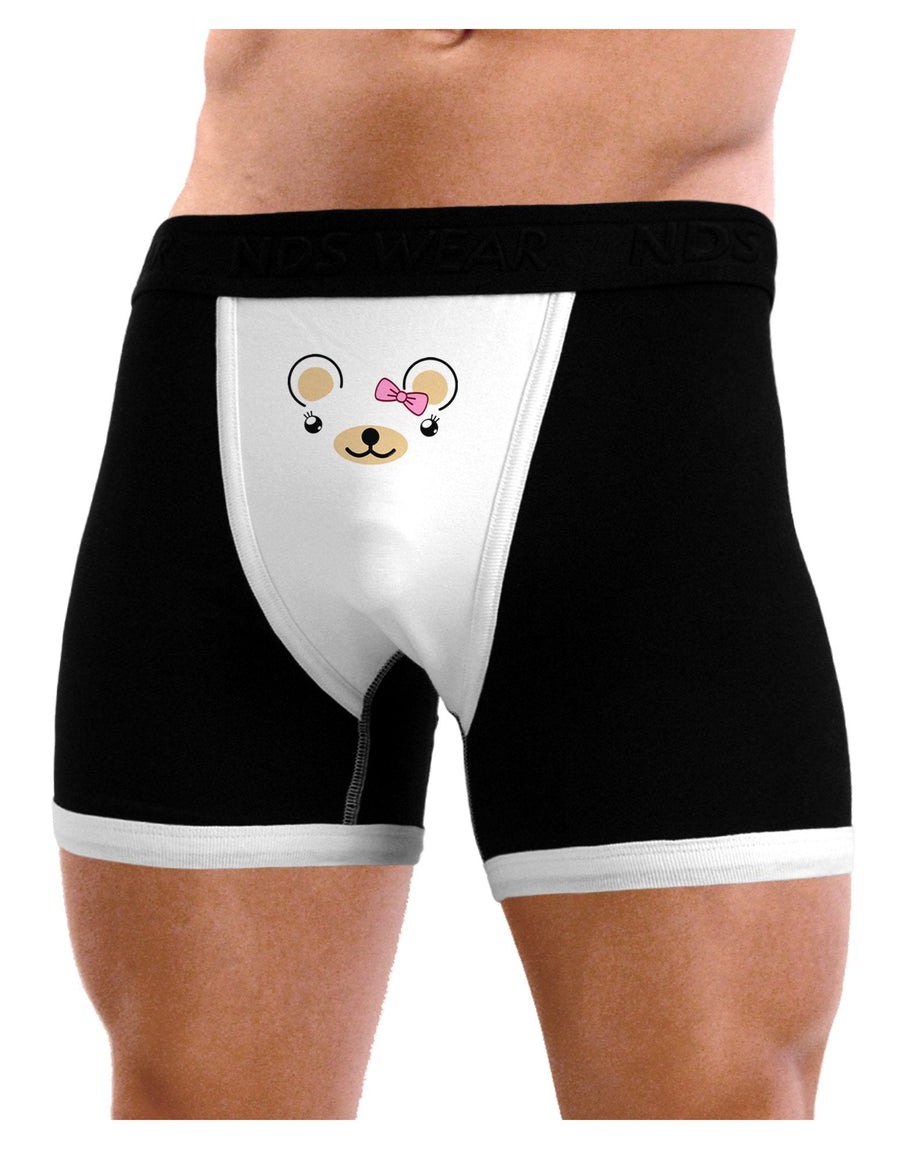 Kyu-T Ears - Beartholomea Girl Teddy Bear Mens Boxer Brief Underwear-Boxer Briefs-NDS Wear-Black-with-White-Small-NDS WEAR