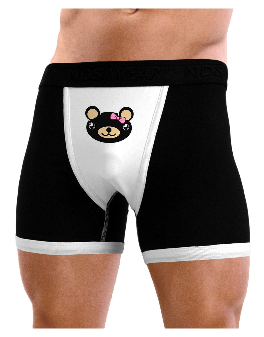 Kyu-T Head - Night Beartholomea Girl Teddy Bear Mens Boxer Brief Underwear-Boxer Briefs-NDS Wear-Black-with-White-Small-NDS WEAR