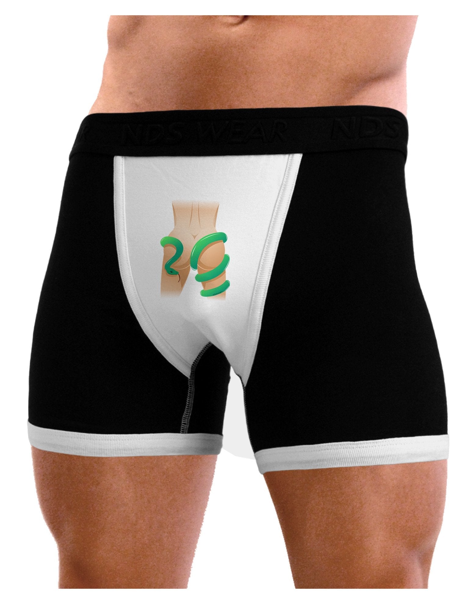 Lady Anaconda Design Medium Mens Boxer Brief Underwear-Boxer Briefs-NDS Wear-Black-with-White-Small-NDS WEAR
