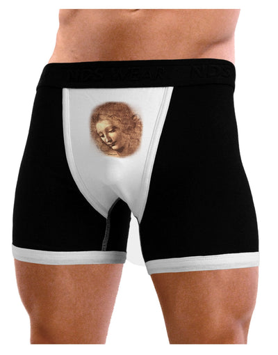 Lady With Disheveled Hair Mens Boxer Brief Underwear-Boxer Briefs-NDS Wear-Black-with-White-Small-NDS WEAR