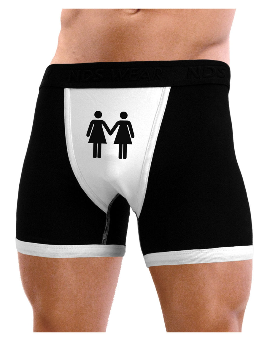 Lesbian Women Holding Hands LGBT Mens Boxer Brief Underwear-Boxer Briefs-NDS Wear-Black-with-White-Small-NDS WEAR