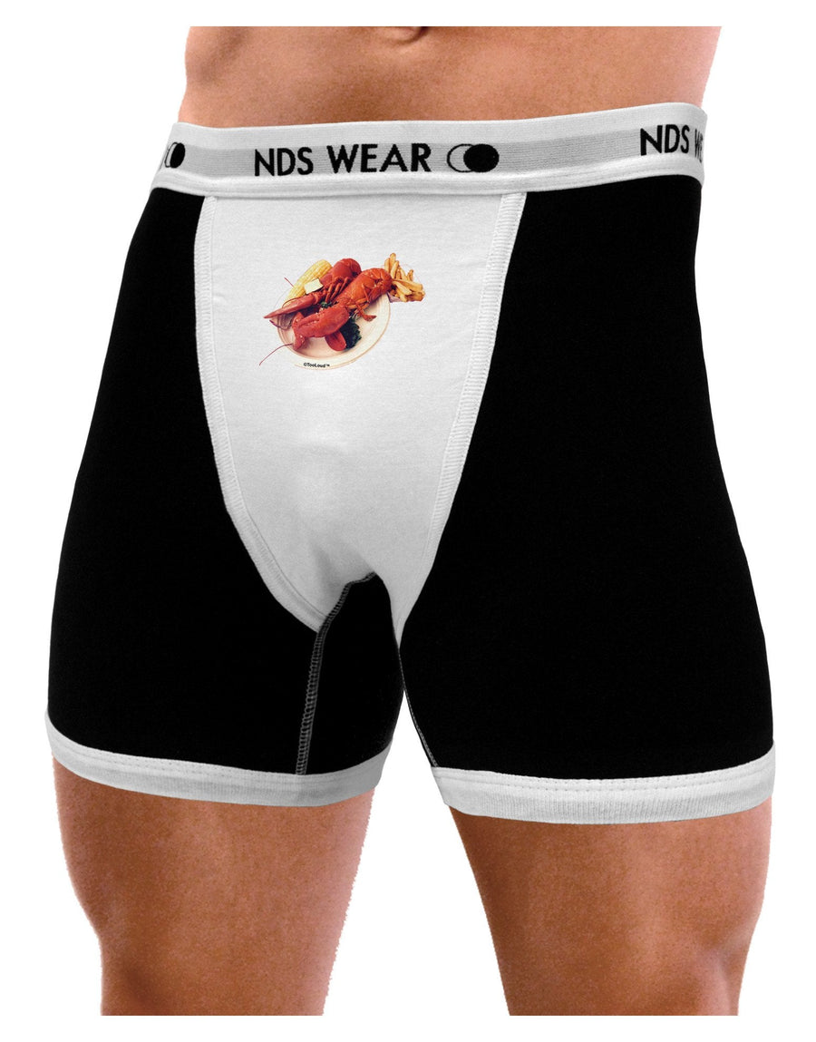 Lobster Plate Mens Boxer Brief Underwear-Boxer Briefs-NDS Wear-Black-with-White-Small-NDS WEAR