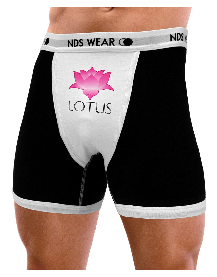 Lotus Flower Design Gradient - Text Mens Boxer Brief Underwear by TooLoud-Boxer Briefs-NDS Wear-Black-with-White-Small-NDS WEAR