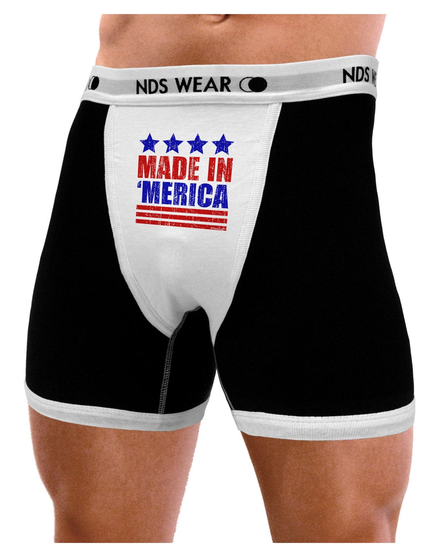 Made in Merica - Stars and Stripes Color Design Mens Boxer Brief Underwear-Boxer Briefs-NDS Wear-Black-with-White-Small-NDS WEAR