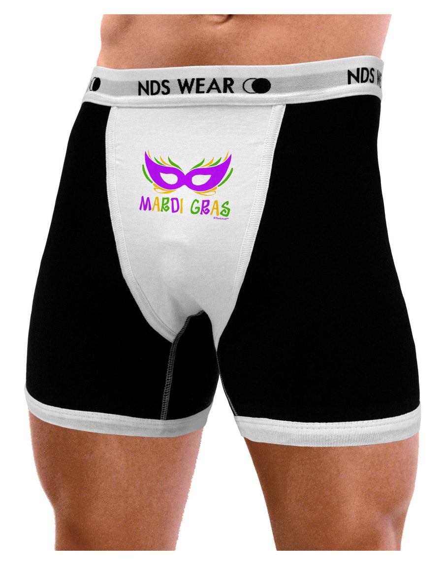 Mardi Gras - Purple Gold Green Mask Mens Boxer Brief Underwear by TooLoud-Boxer Briefs-TooLoud-Black-with-White-Small-NDS WEAR