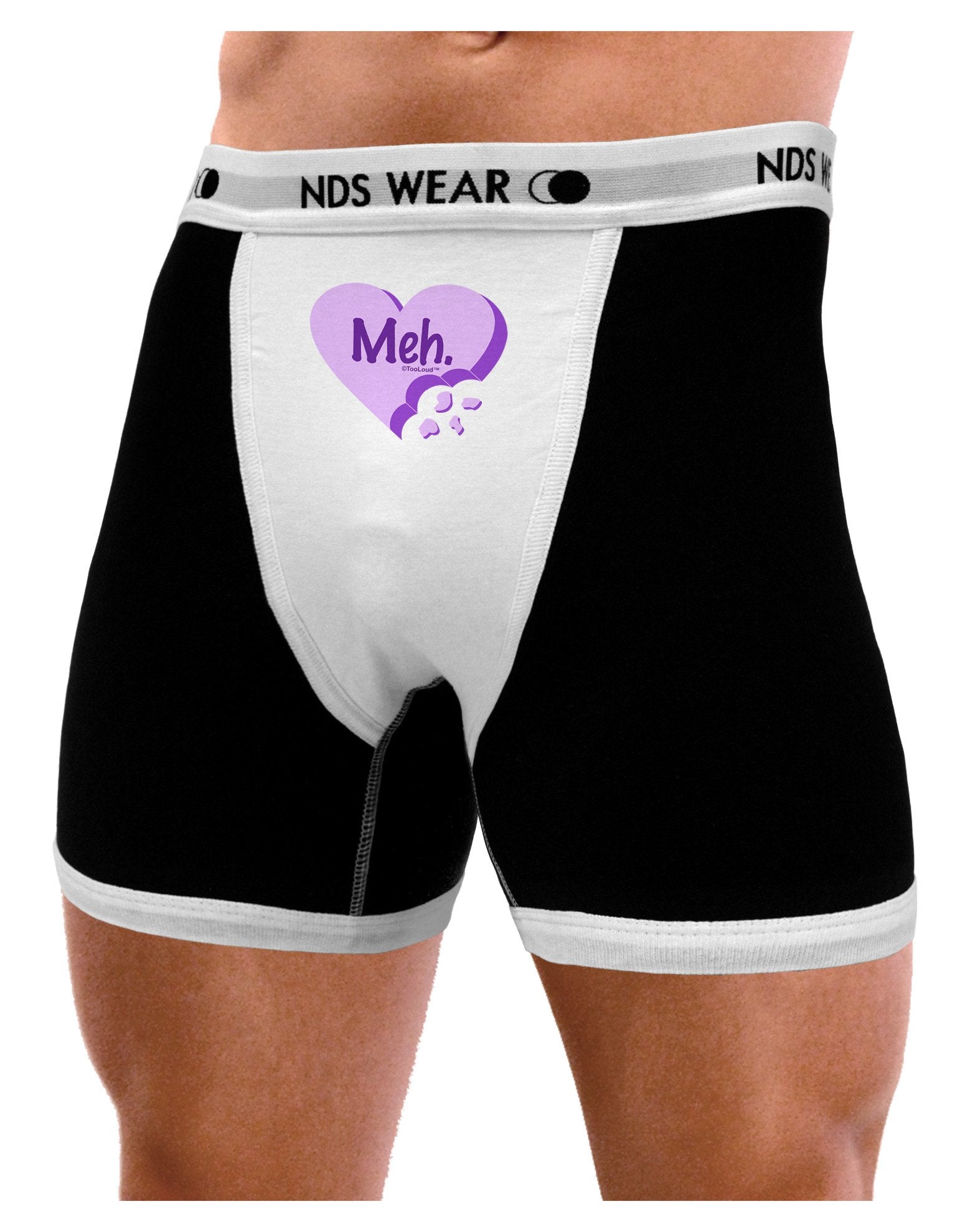 Meh Candy Heart Purple - Valentines Day Mens Boxer Brief Underwear by TooLoud-Boxer Briefs-NDS Wear-Black-with-White-Small-NDS WEAR