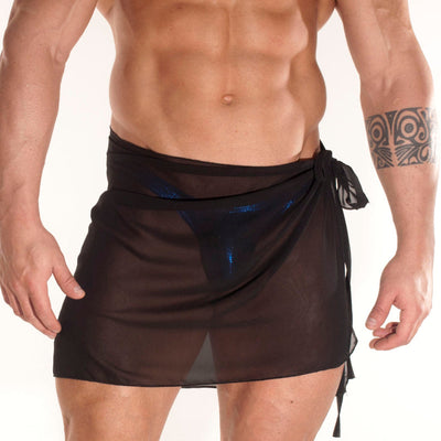 Men's Mini Sheer Sarong-Sarong-NDS Wear-Black-One Size-NDS WEAR