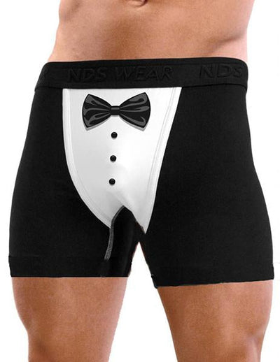 Mens Sexy Tuxedo Boxer Brief Underwear with Optional PERSONALIZED Backprint-Boxer Briefs-NDS Wear-Black with White-Small-NDS WEAR