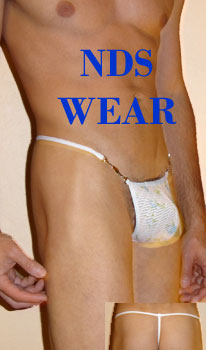 Men's White G-String featuring a Sophisticated Blue Rose Design - By NDS Wear-Mens Thong-NDS WEAR-NDS WEAR